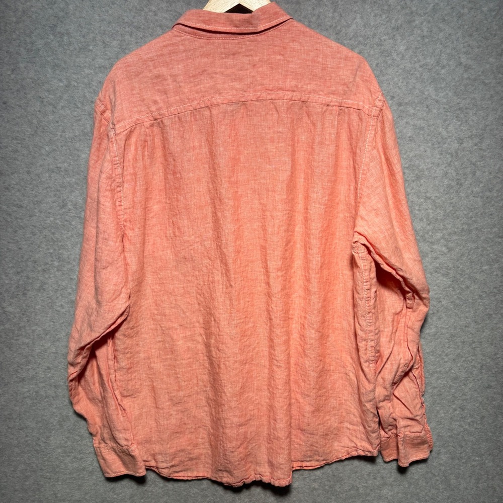 Tommy Bahama Mens XL Coral Orange 100% Linen Long Sleeve Button Down Shirt - Picture 9 of 9